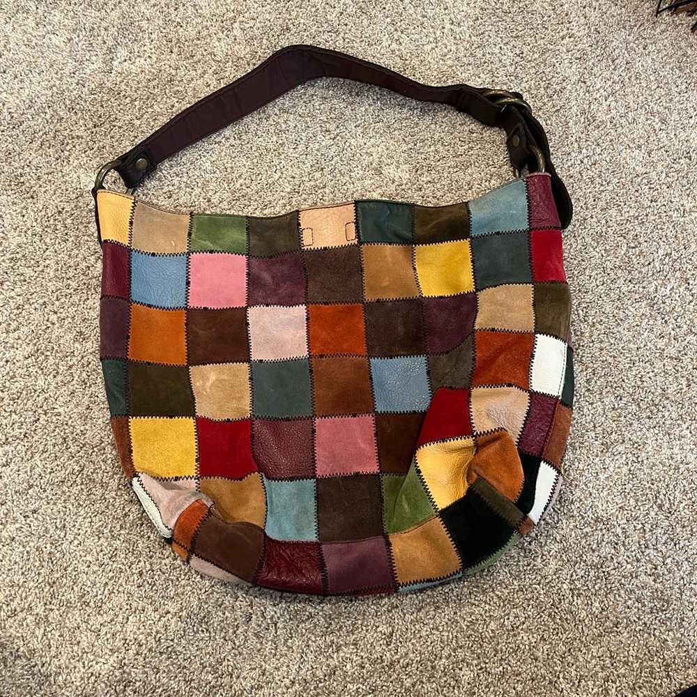 Lucky multi-color checkered shoulder bag